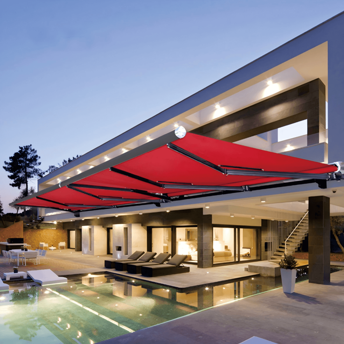 D8200 Smart Retractable Awning 2-6m  &1.5-3.5m  Heavy Duty Motorized Patio Canopy With Remote WindRain Sensors  LED Light Arm