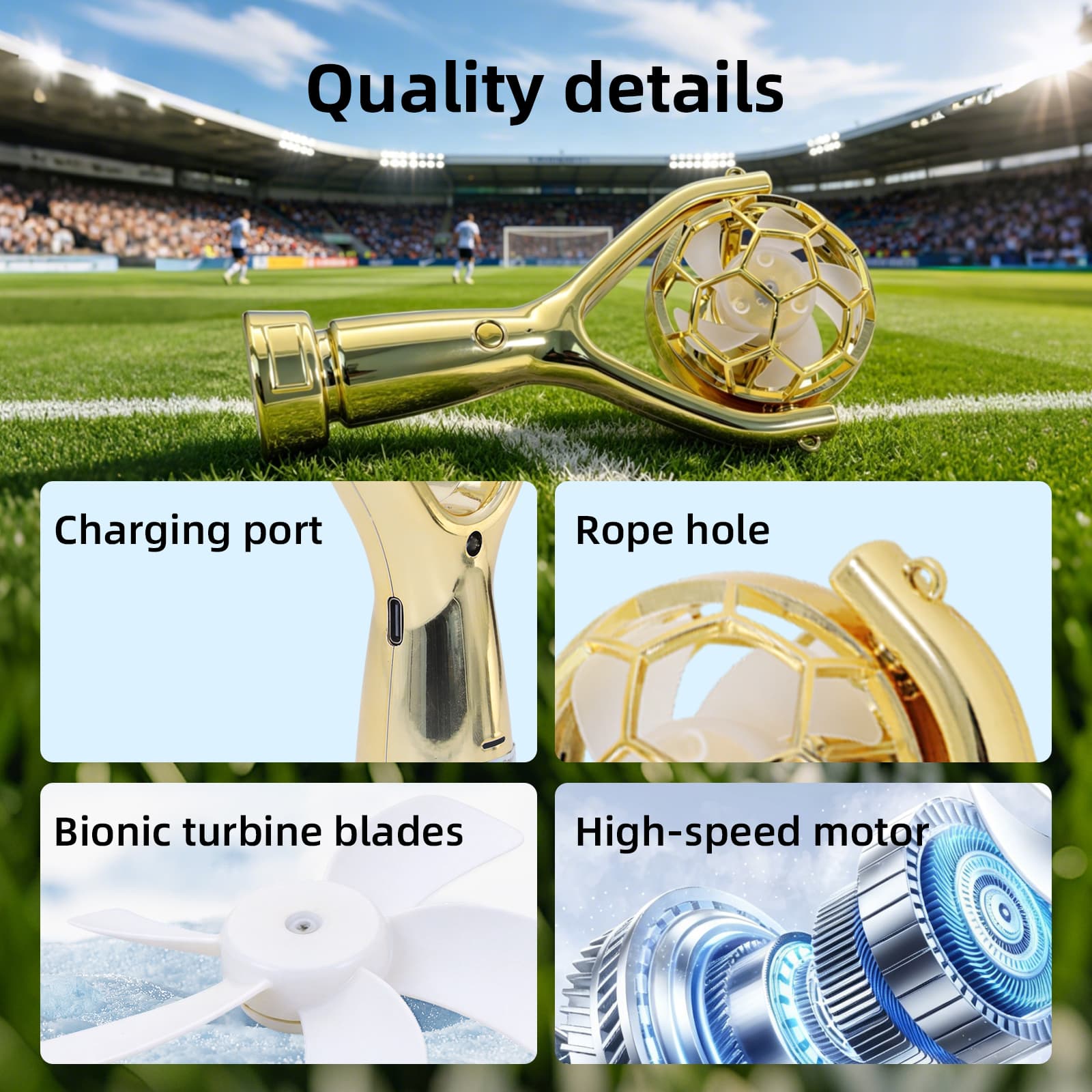 Golden Cup Fan Li-On Rechargeable