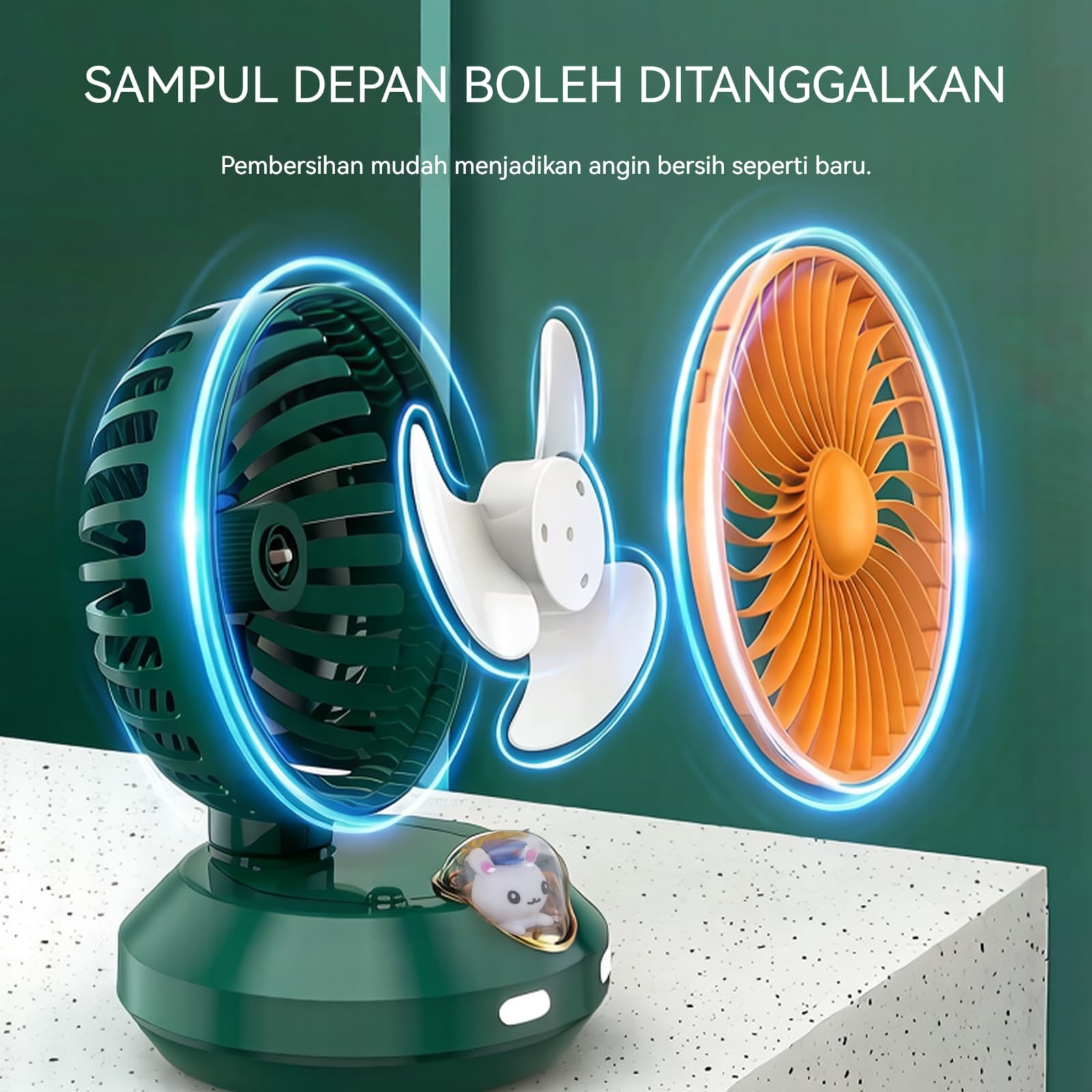 Shaking Head Fan White Li-On Rechargeable